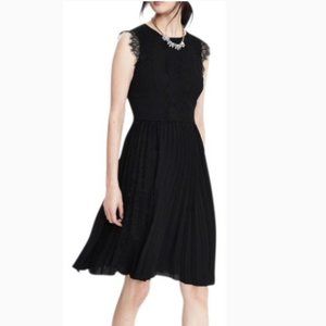 Banana Republic Women's Black Pleated Lace Dress Size 14